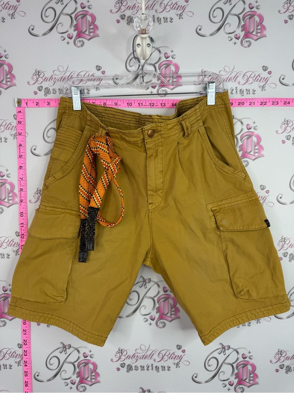 Scotch & Soda shorts belt Mustard Yellow Cargo Shorts with Multicolor Rope Belt